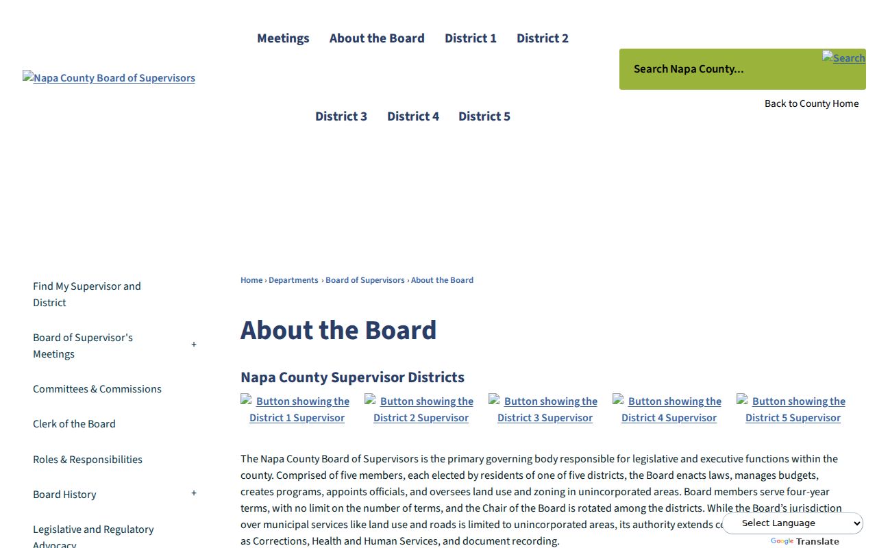 Napa residents directory view of the Recorder-County Clerk records page