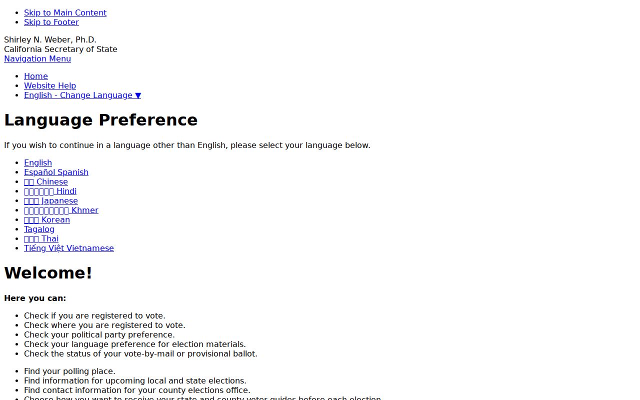 Napa resident lookup view of California My Voter Status authentication
